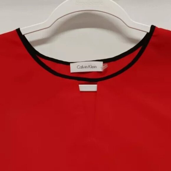 Calvin Klein Women's Sleeveless Pullover Blouse Red Small Lightweight Office GUC - Picture 7 of 9